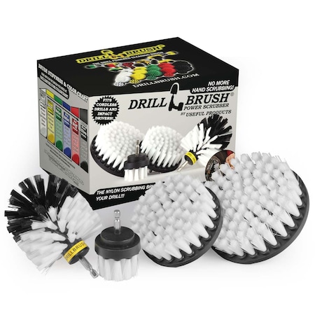Drill Brush Power Scrubber By Useful Products 5 in W 7 in L Brush, White W-S-542O-QC-DB